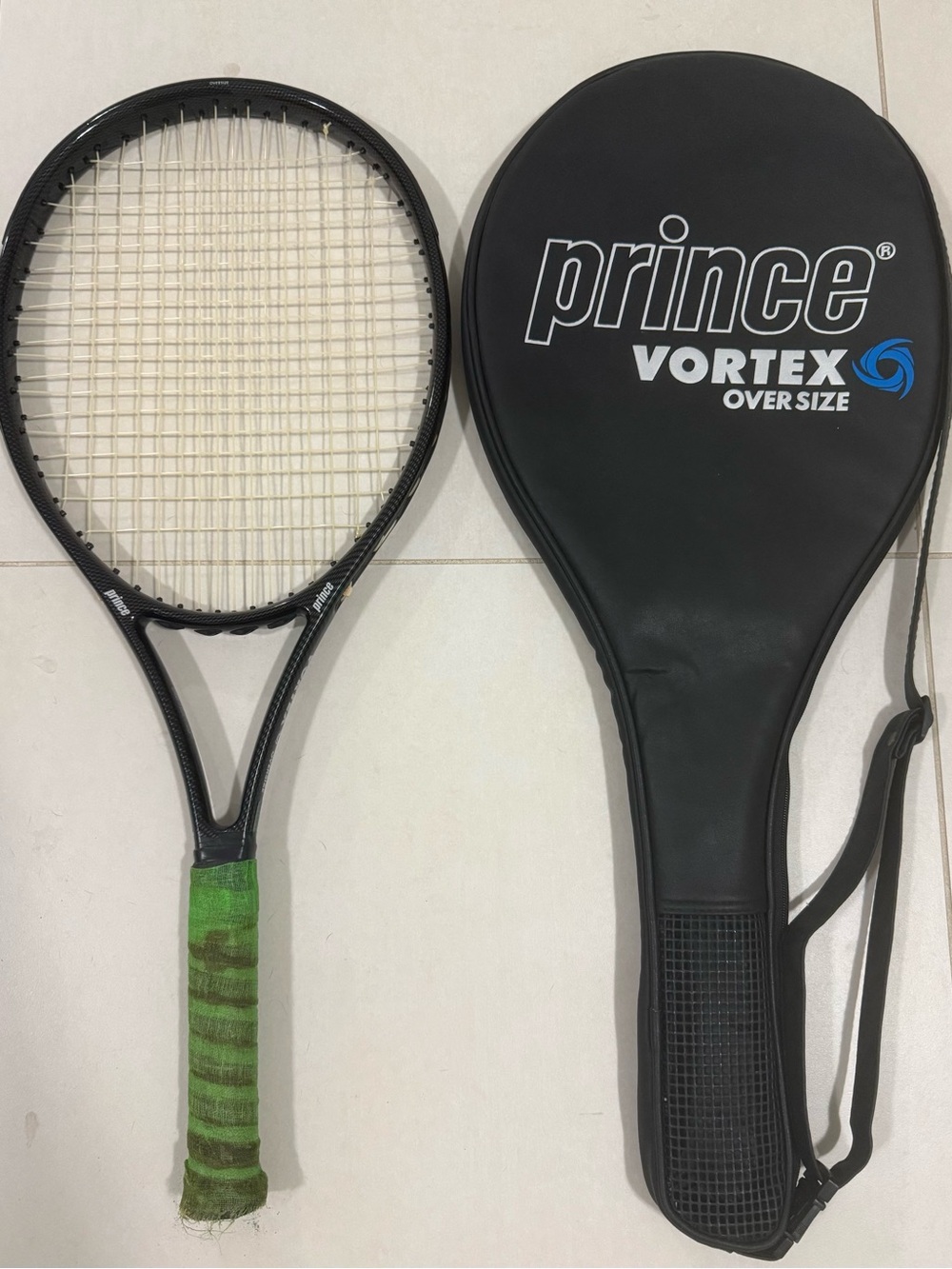 Vtg Prince Vortex Oversize Tennis Racket 4 3/8 Grip No 3 Matching Cover P Key